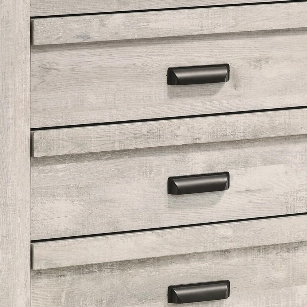 Velz Tall Dresser Chest | 5 Drawers | Finger Pull Handles | Weathered Beige