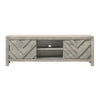 Velz TV Media Stand Console | 2 Chevron Doors | Open Shelves | Beige