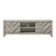 Velz TV Media Stand Console | 2 Chevron Doors | Open Shelves | Beige