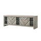 Velz TV Media Stand Console | 2 Chevron Doors | Open Shelves | Beige