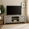 Velz TV Media Stand Console | 2 Chevron Doors | Open Shelves | Beige