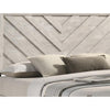 Velz Queen Size Bed w Chevron Patterned Headboard | Beige Wood Finish
