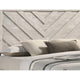 Velz Queen Size Bed w Chevron Patterned Headboard | Beige Wood Finish