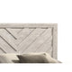 Velz Queen Size Bed w Chevron Patterned Headboard | Beige Wood Finish