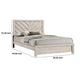 Velz Queen Size Bed w Chevron Patterned Headboard | Beige Wood Finish