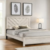 Velz Twin Size Bed w Chevron Patterned Headboard | Beige Wood Finish