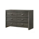 Velz 2pc Dresser and Mirror Set | 6 Drawers | Finger Pull Handles | Dark Gray Wood