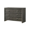 Velz 2pc Dresser and Mirror Set | 6 Drawers | Finger Pull Handles | Dark Gray Wood