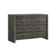 Velz 2pc Dresser and Mirror Set | 6 Drawers | Finger Pull Handles | Dark Gray Wood