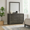 Velz 2pc Dresser and Mirror Set | 6 Drawers | Finger Pull Handles | Dark Gray Wood