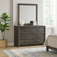 Velz 2pc Dresser and Mirror Set | 6 Drawers | Finger Pull Handles | Dark Gray Wood