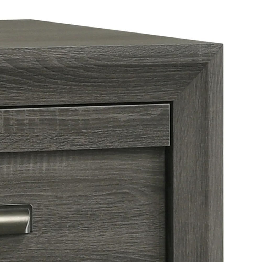 Velz Nightstand | 2 Drawers | Metal Finger Pull Handles | Dark Gray Wood