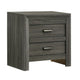 Velz Nightstand | 2 Drawers | Metal Finger Pull Handles | Dark Gray Wood