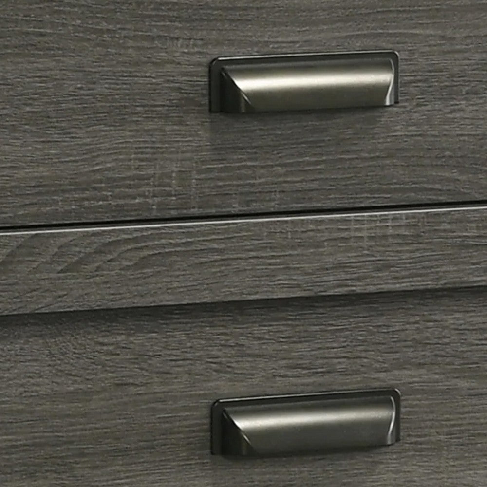 Velz Nightstand | 2 Drawers | Metal Finger Pull Handles | Dark Gray Wood