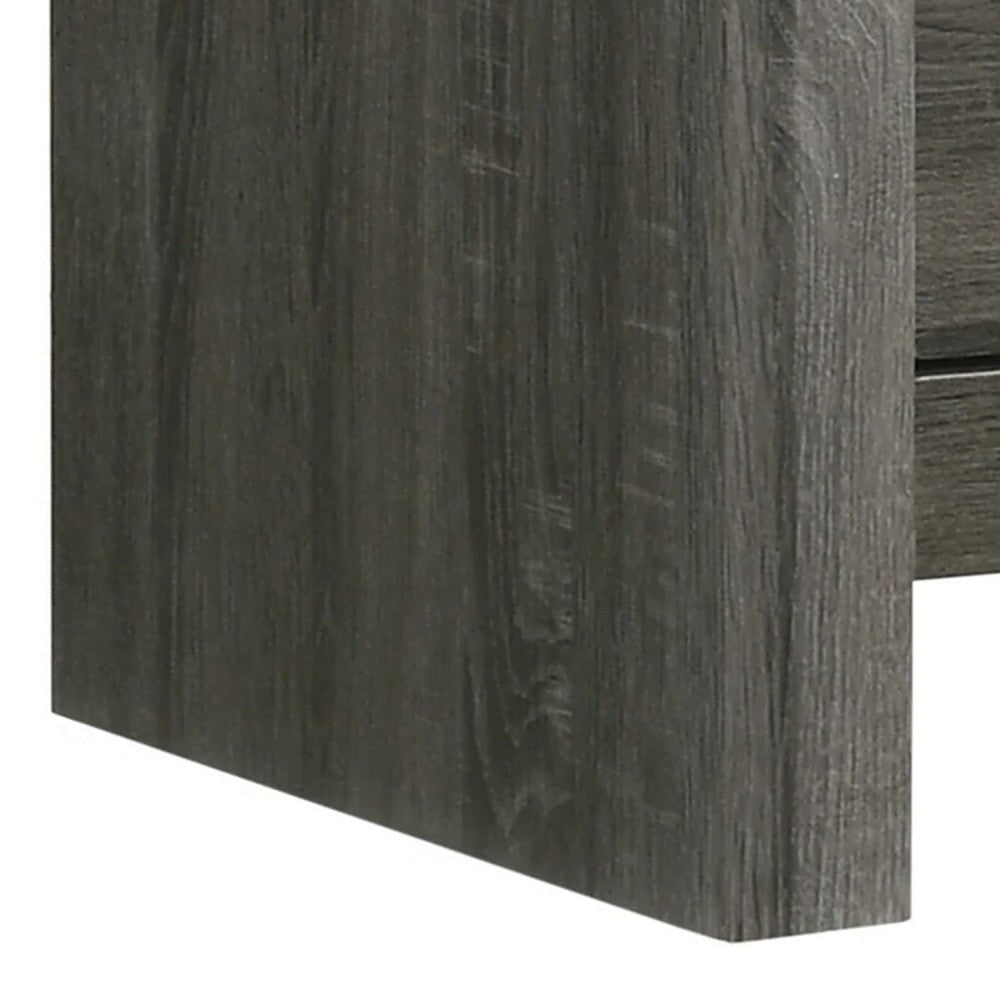 Velz Nightstand | 2 Drawers | Metal Finger Pull Handles | Dark Gray Wood