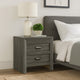 Velz Nightstand | 2 Drawers | Metal Finger Pull Handles | Dark Gray Wood
