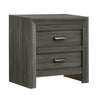Velz Nightstand | 2 Drawers | Metal Finger Pull Handles | Dark Gray Wood