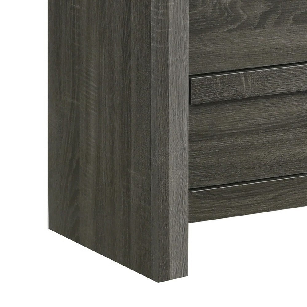 Velz Tall Dresser Chest | 5 Drawers | Finger Pull Handles | Dark Gray Wood