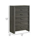Velz Tall Dresser Chest | 5 Drawers | Finger Pull Handles | Dark Gray Wood