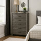 Velz Tall Dresser Chest | 5 Drawers | Finger Pull Handles | Dark Gray Wood