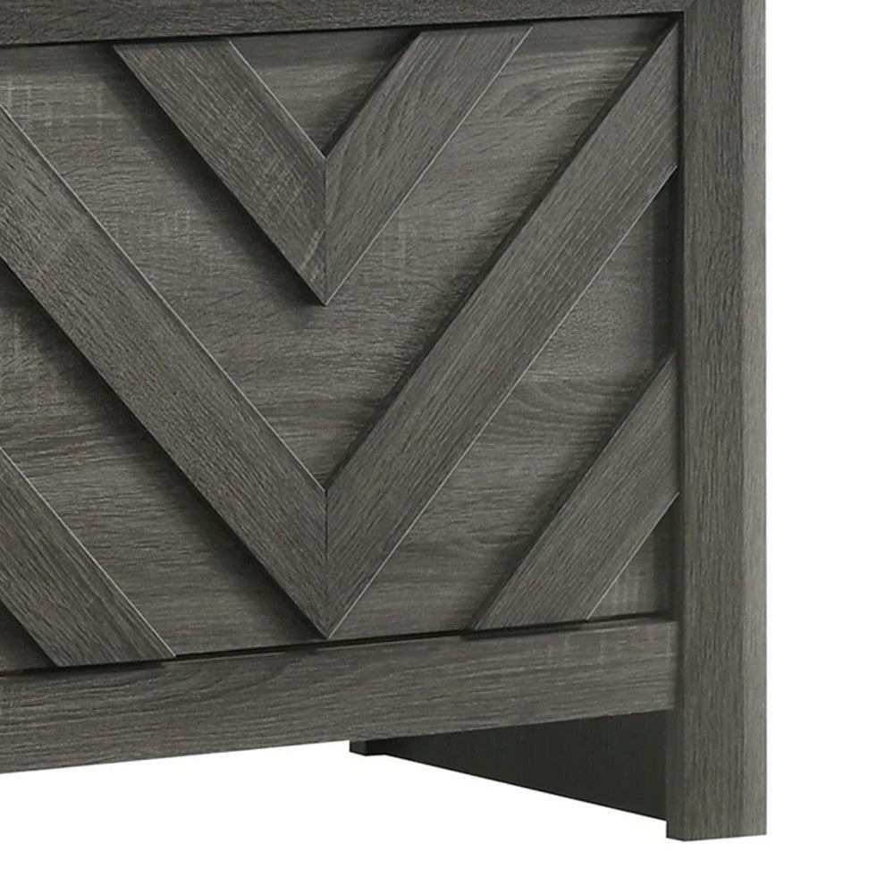 Velz TV Media Stand Cabinet | 2 Chevron Doors. Open Shelves | Dark Gray BM338482