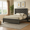 Velz Full Size Bed w Chevron Patterned Headboard | Dark Gray Wood