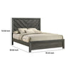 Velz King Size Bed w Chevron Patterned Headboard | Dark Gray Wood