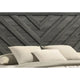 Velz Queen Size Bed w Chevron Patterned Headboard | Dark Gray Wood