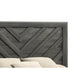 Velz Queen Size Bed w Chevron Patterned Headboard | Dark Gray Wood