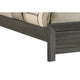 Velz Queen Size Bed w Chevron Patterned Headboard | Dark Gray Wood