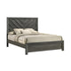 Velz Queen Size Bed w Chevron Patterned Headboard | Dark Gray Wood