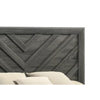 Velz Twin Size Bed w Chevron Patterned Headboard | Dark Gray Wood