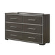 Hez 2pc Dresser and Mirror Set | 6 Drawers | Silver Trim | Modern Dark Brown BM338487