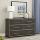 Hez 2pc Dresser and Mirror Set | 6 Drawers | Silver Trim | Modern Dark Brown