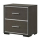 Hez Nightstand | 2 Drawers | Silver Trim | Modern Dark Brown Finish BM338488