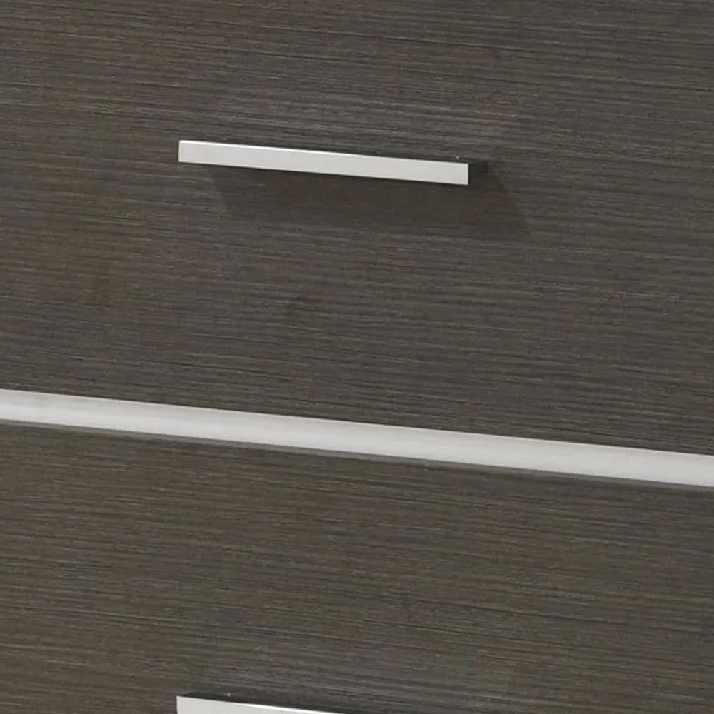 Hez Nightstand | 2 Drawers | Silver Trim | Modern Dark Brown Finish BM338488