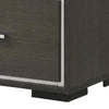 Hez Nightstand | 2 Drawers | Silver Trim | Modern Dark Brown Finish BM338488
