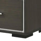Hez Nightstand | 2 Drawers | Silver Trim | Modern Dark Brown Finish BM338488