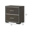 Hez Nightstand | 2 Drawers | Silver Trim | Modern Dark Brown Finish BM338488