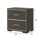 Hez Nightstand | 2 Drawers | Silver Trim | Modern Dark Brown Finish BM338488