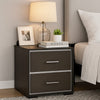 Hez Nightstand | 2 Drawers | Silver Trim | Modern Dark Brown Finish
