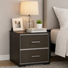 Hez Nightstand | 2 Drawers | Silver Trim | Modern Dark Brown Finish