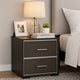 Hez Nightstand | 2 Drawers | Silver Trim | Modern Dark Brown Finish