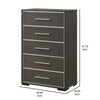 Hez Tall Dresser Chest | 5 Drawers | Silver Trim | Modern Dark Brown Finish BM338489
