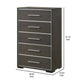 Hez Tall Dresser Chest | 5 Drawers | Silver Trim | Modern Dark Brown Finish BM338489
