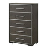 Hez Tall Dresser Chest | 5 Drawers | Silver Trim | Modern Dark Brown Finish BM338489