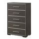 Hez Tall Dresser Chest | 5 Drawers | Silver Trim | Modern Dark Brown Finish BM338489