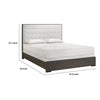 Hez Full Size Bed | Cream White Tufted Headboard Upholstery | Dark Brown BM338490