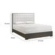 Hez Full Size Bed | Cream White Tufted Headboard Upholstery | Dark Brown BM338490