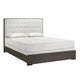 Hez Full Size Bed | Cream White Tufted Headboard Upholstery | Dark Brown BM338490